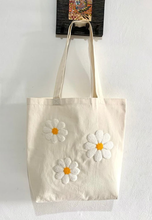Flowered tote bag